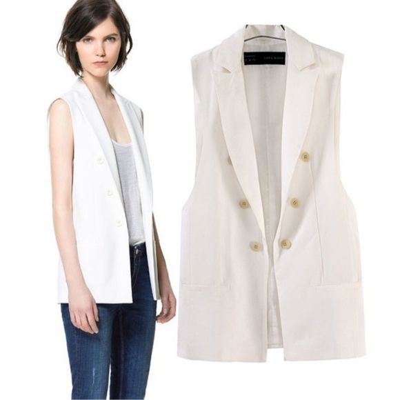 NWOT Zara Double-Breasted Waistcoat - Picture 2 of 3